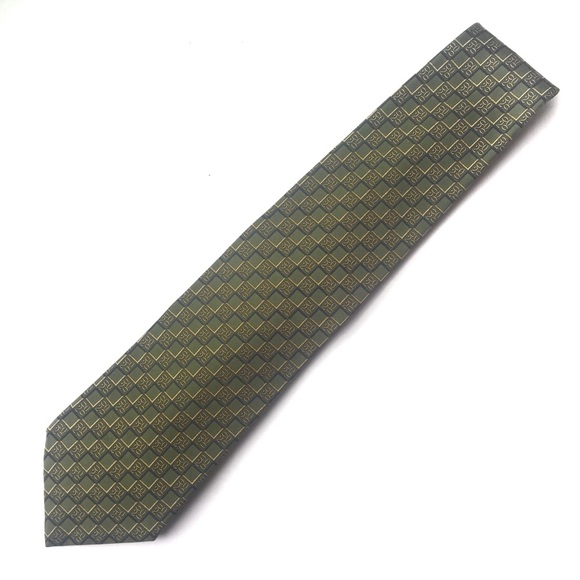 BROOKS BROTHERS Silk Tie Olive Green and Gold ‘2000’ Vintage - Picture 2 of 8